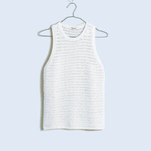 [NWT] Madewell Crochet-Knit Crewneck Sweater Tank in Bright Ivory
